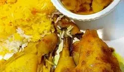 طرز تهیه چلو مرغ زعفرانی | آموزش تهیه چلو مرغ زعفرانی به روش رستورانی بدون رب گوجه فرنگی 