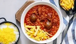 طرز تهیه خورشت قیمه سیب زمینی مجلسی | آموزش پخت مرحله به مرحله