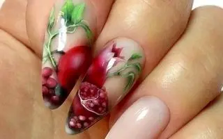 ایده های ناخن هندونه ای و اناری مخصوص شب یلدا